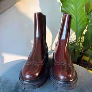 Bibi Lou Menswear Burgundy Ankle Boots